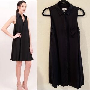 Old Navy Women Trapeze Swing Dress Small Black Longline Sleeveless Button Front